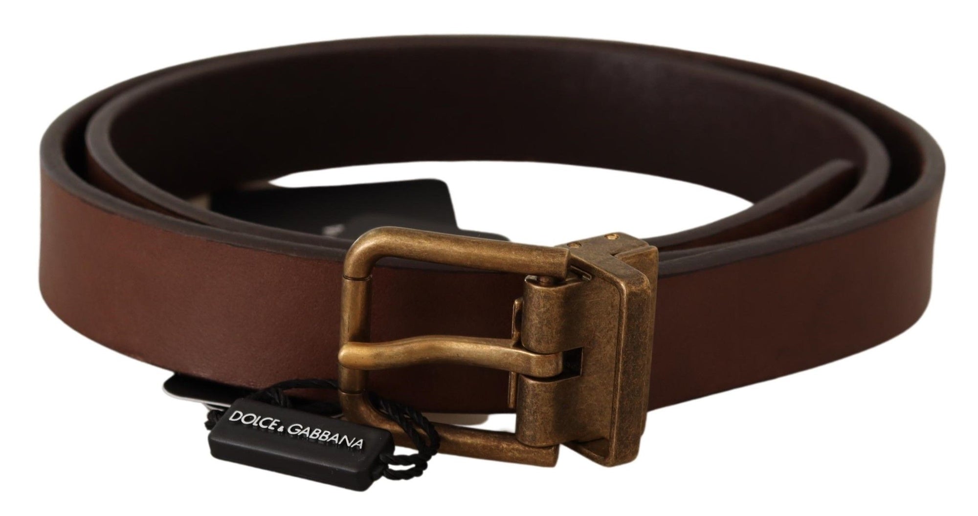 Dolce & Gabbana Brown Leather Rustic Buckle Cintura Belt - Maison Luxe