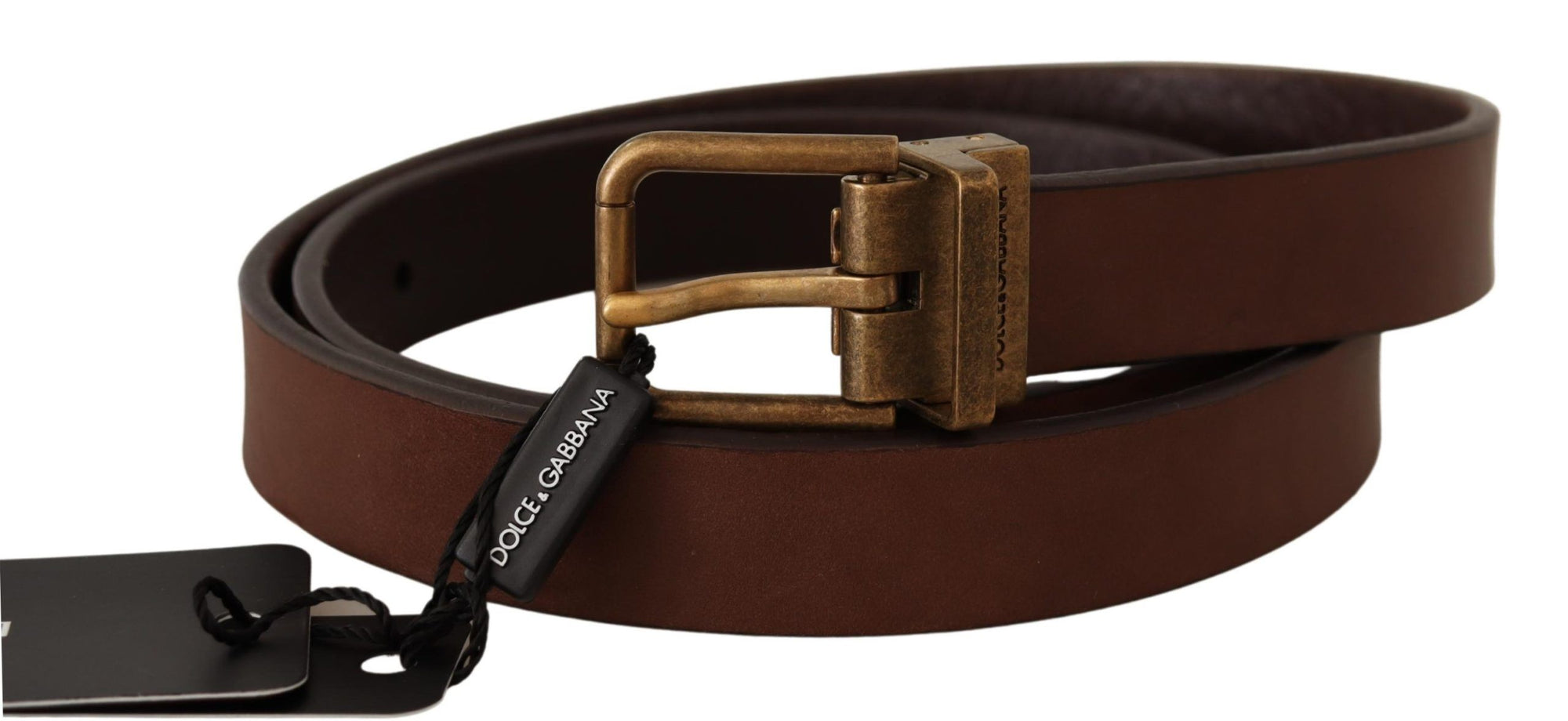 Dolce & Gabbana Brown Leather Rustic Buckle Cintura Belt - Maison Luxe