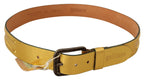 John Galliano Gold Genuine Leather Rustic Silver Buckle Waist Belt - Maison Luxe