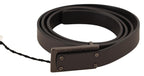 Costume National Dark Brown Leather Logo Buckle Belt - Maison Luxe