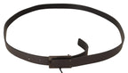 Costume National Dark Brown Leather Logo Buckle Belt - Maison Luxe