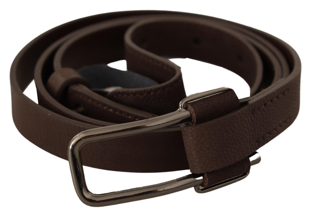 Costume National Brown WX Silver Metal Buckle Belt - Maison Luxe