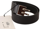 Costume National Black Leather Silver Buckle Waist Belt - Maison Luxe
