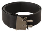 Costume National Black Leather Silver Buckle Waist Belt - Maison Luxe