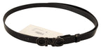 Costume National Black Leather Letter Logo Buckle Belt - Maison Luxe