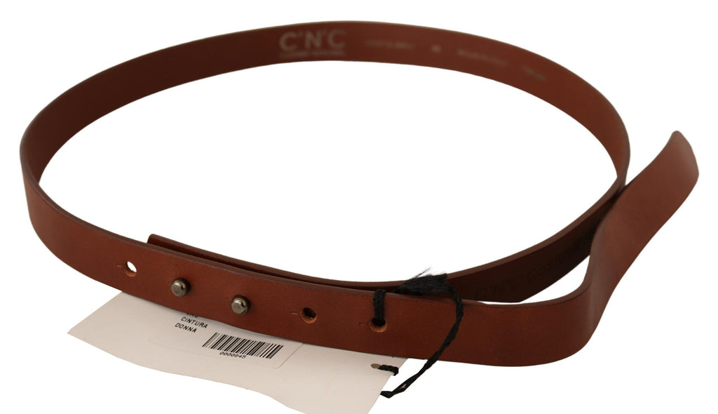 Costume National Brown Leather Silver Fastening Belt - Maison Luxe