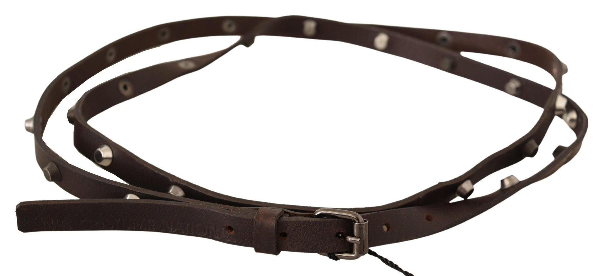 Costume National Brown Leather Silver Tone Buckle Belt - Maison Luxe