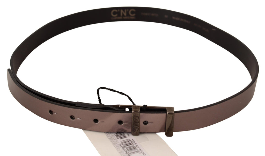 Costume National Pink Metallic Leather Buckle Belt - Maison Luxe