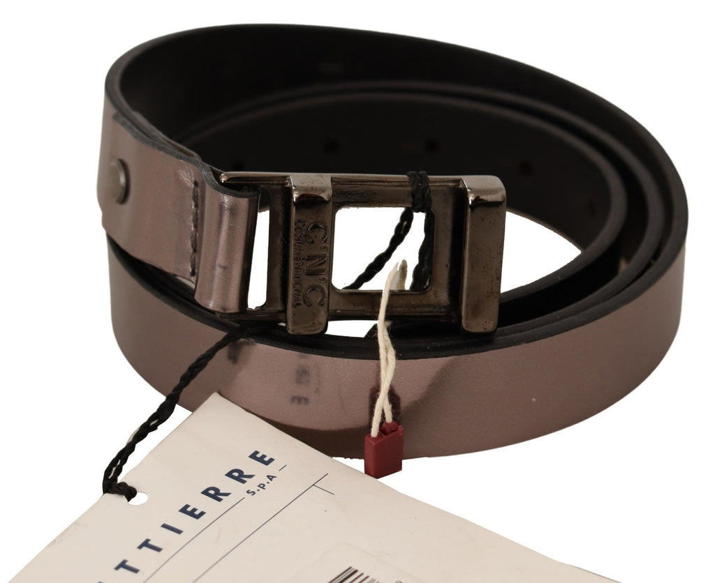 Costume National Pink Metallic Leather Buckle Belt - Maison Luxe
