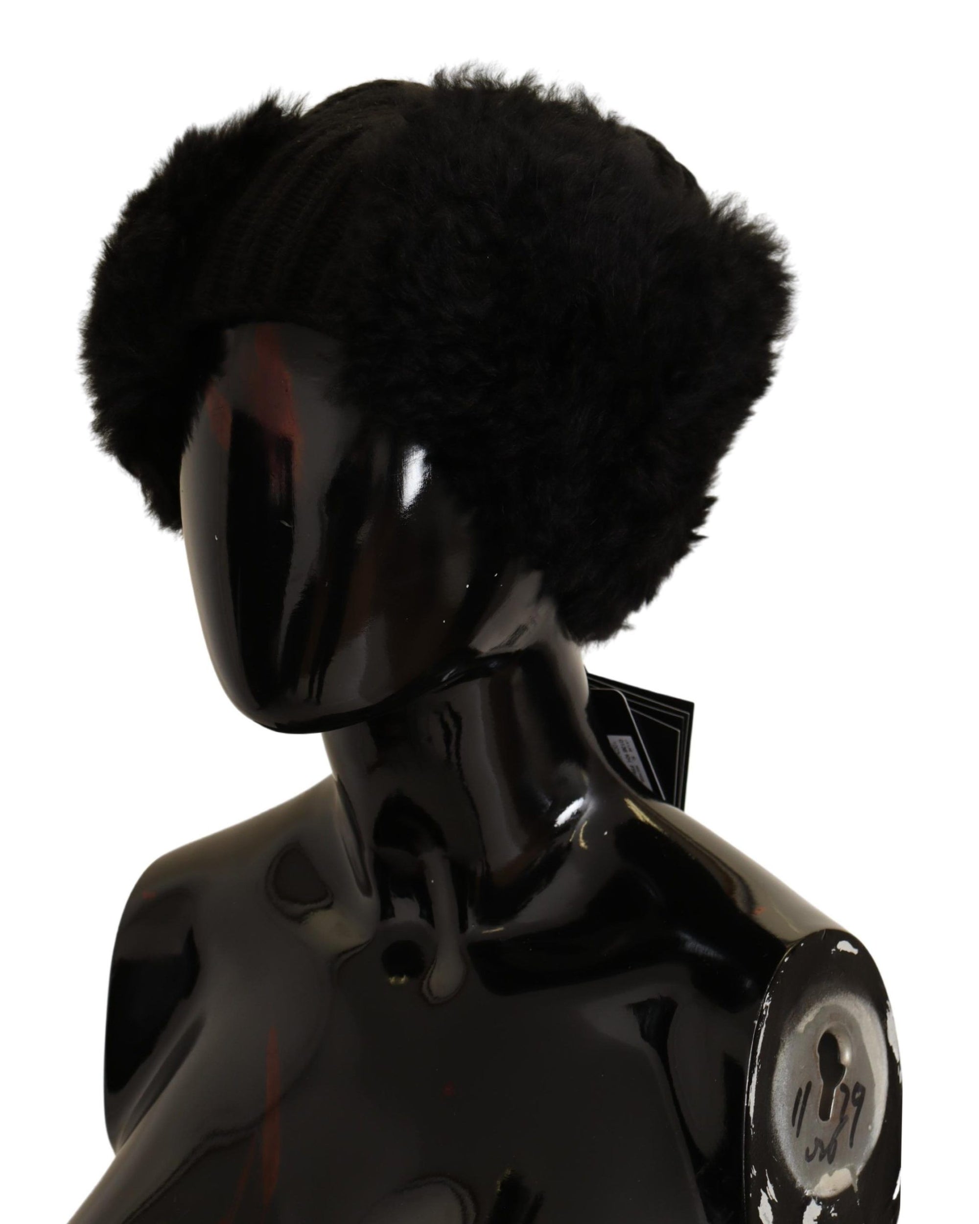 Dolce & Gabbana Black Cashmere Fur Women Beanie Women Hat - Maison Luxe