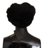 Dolce & Gabbana Black Cashmere Fur Women Beanie Women Hat - Maison Luxe