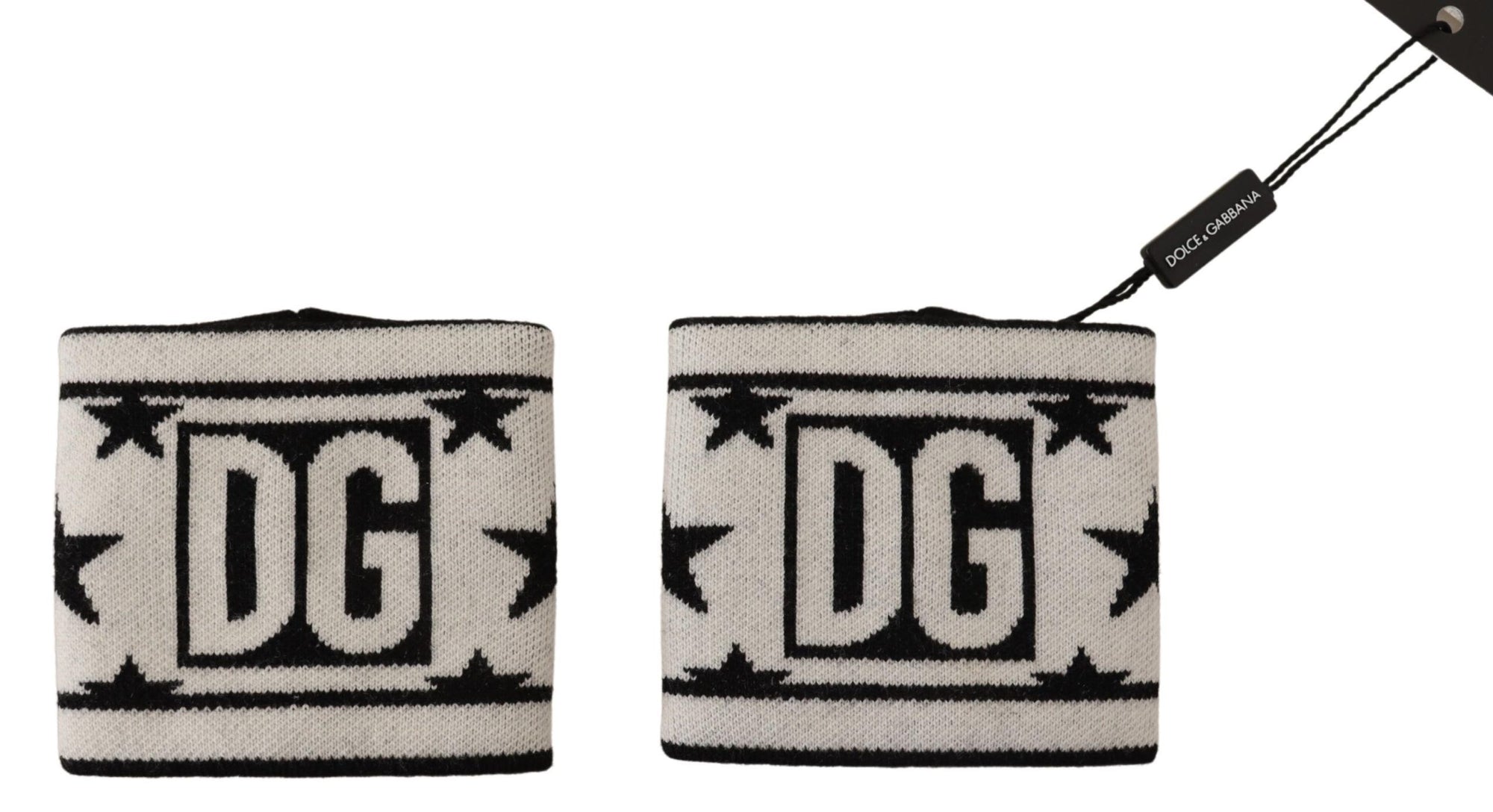 Dolce & Gabbana White Black Wool Logo #DGMILLENNIALS Wristband - Maison Luxe