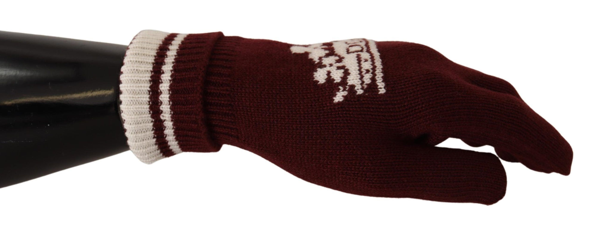 Dolce & Gabbana Red White D&G Logo Crown Cashmere Gloves - Maison Luxe