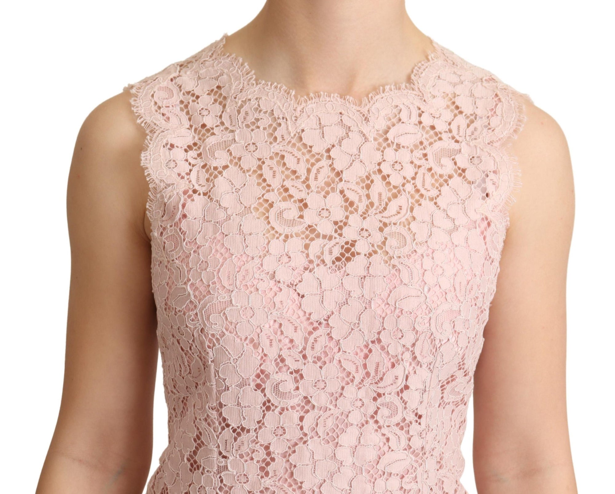 Dolce & Gabbana Pink Floral Lace Sleeveless Tank Blouse Top