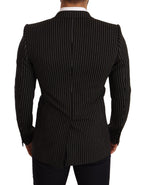 Dolce & Gabbana Black White Striped Slim Fit Coat Blazer