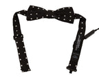 Dolce & Gabbana Black White Polka Dot Silk Adjustable Neck Papillon Bow Tie - Maison Luxe