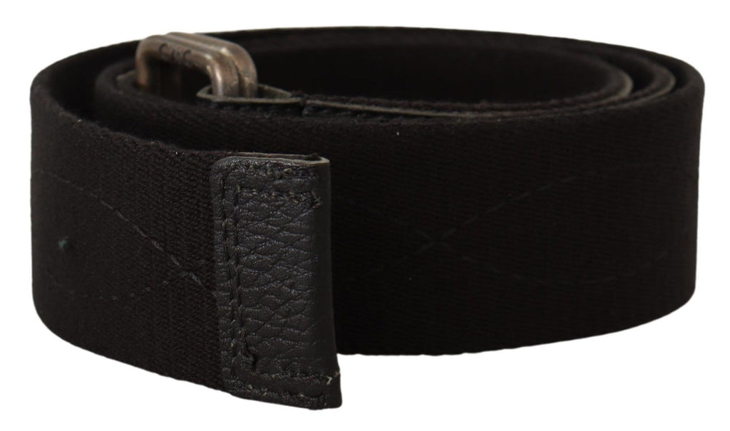 Costume National Black Cotton Ducati Metal Buckle Belt - Maison Luxe