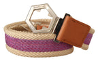GF Ferre Multicolor Leather Silver Hexagon Logo Buckle Belt - Maison Luxe