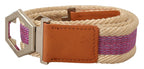 GF Ferre Multicolor Leather Silver Hexagon Logo Buckle Belt - Maison Luxe