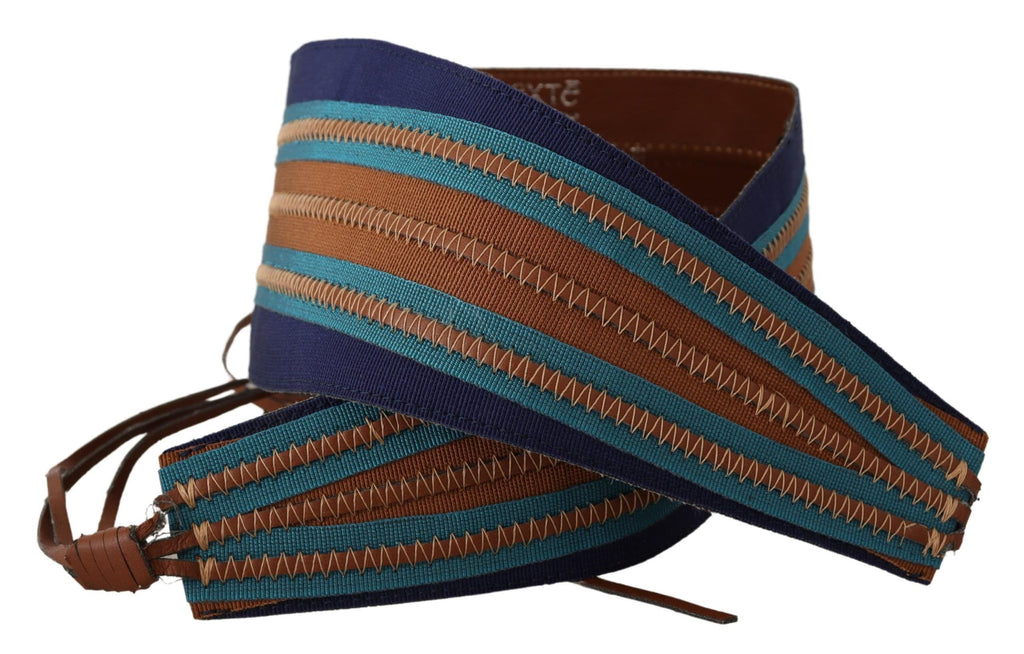 Exte Brown Leather Wide Waistband Tie Fastening Belt - Maison Luxe