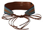 Exte Brown Leather Wide Waistband Tie Fastening Belt - Maison Luxe