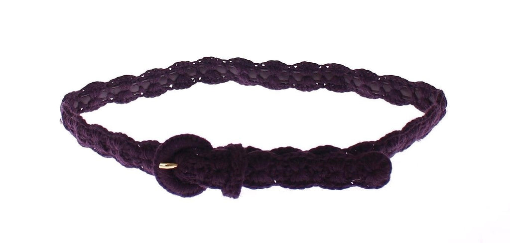 Dolce & Gabbana Purple Cotton Gold Logo Waist Belt - Maison Luxe
