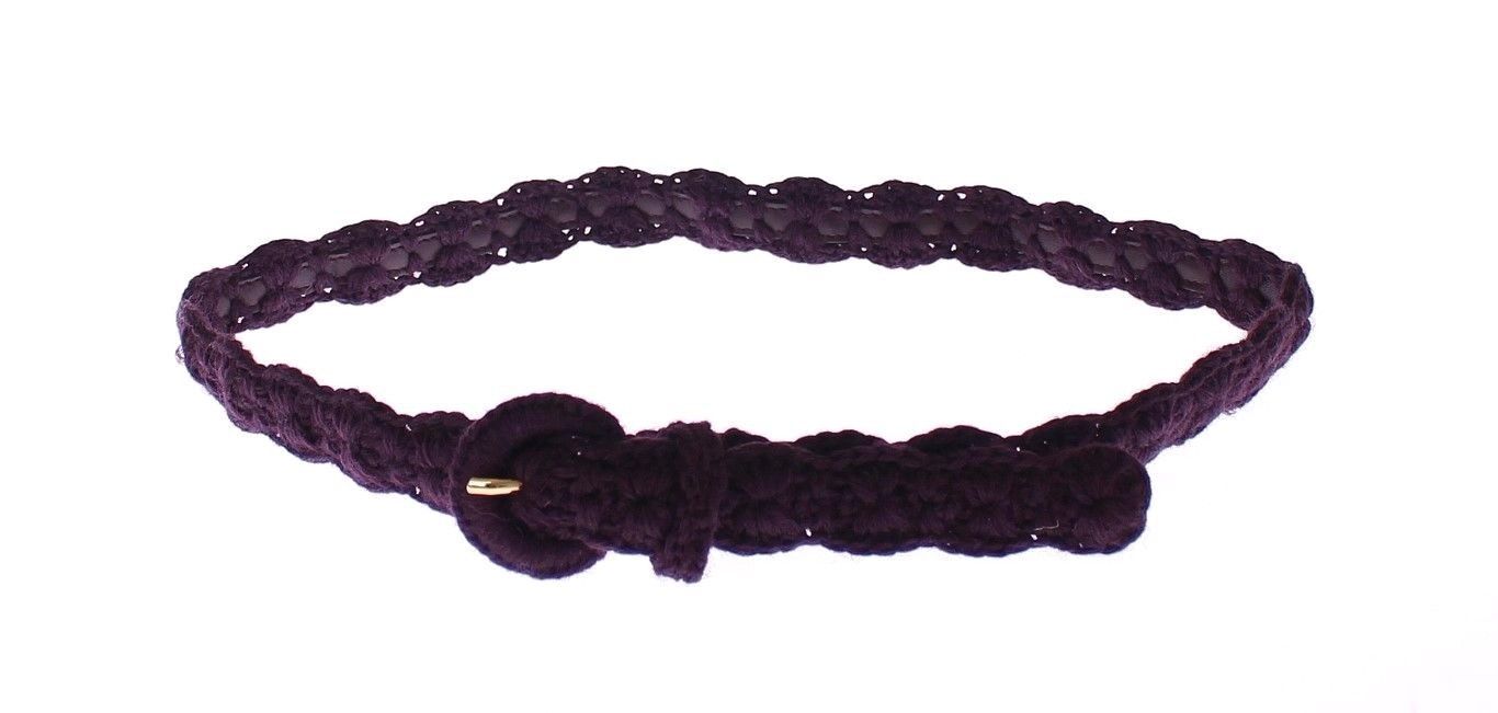 Dolce & Gabbana Purple Cotton Gold Logo Waist Belt - Maison Luxe
