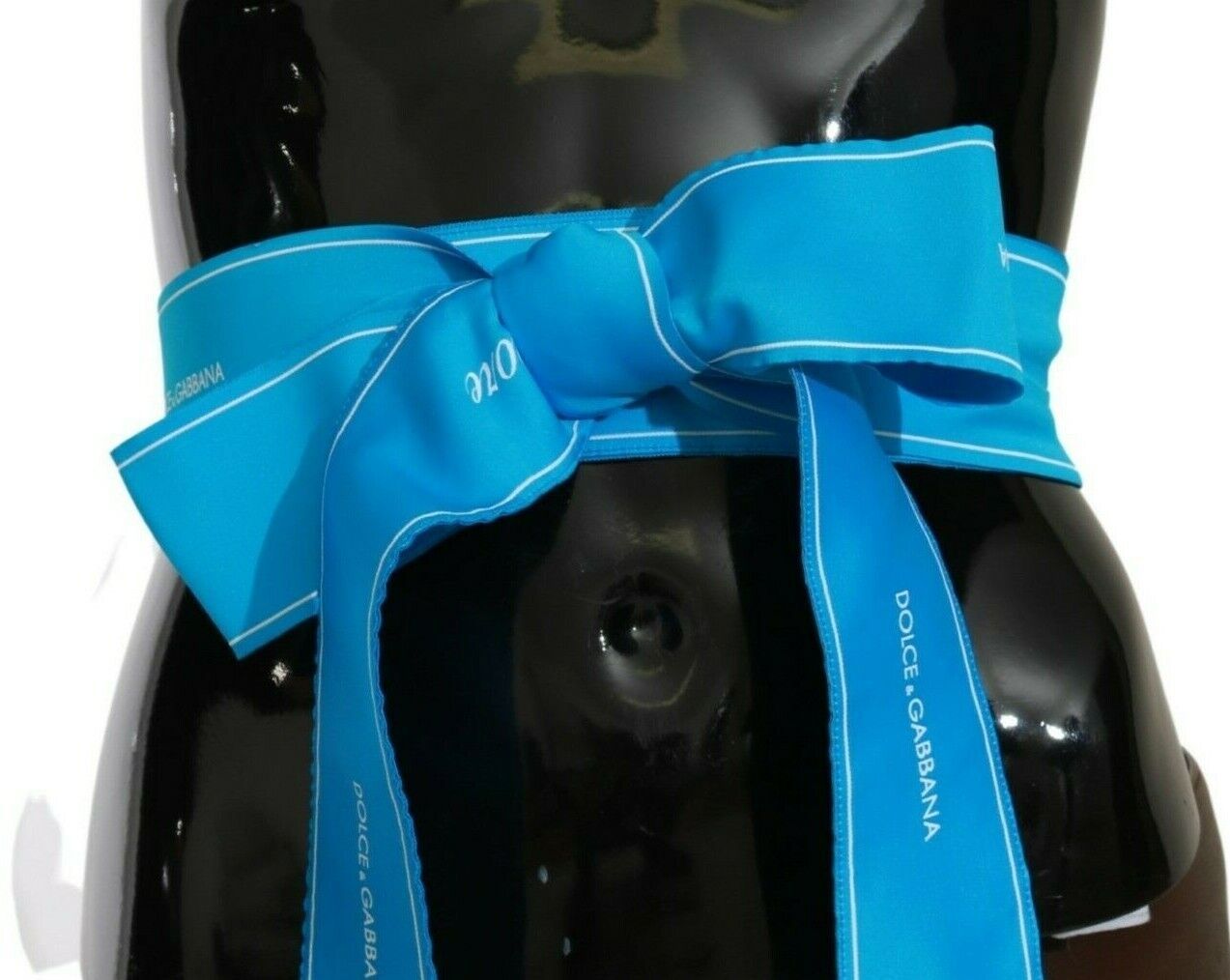 Dolce & Gabbana Blue Waist Ribbon Wide Bow Belt - Maison Luxe