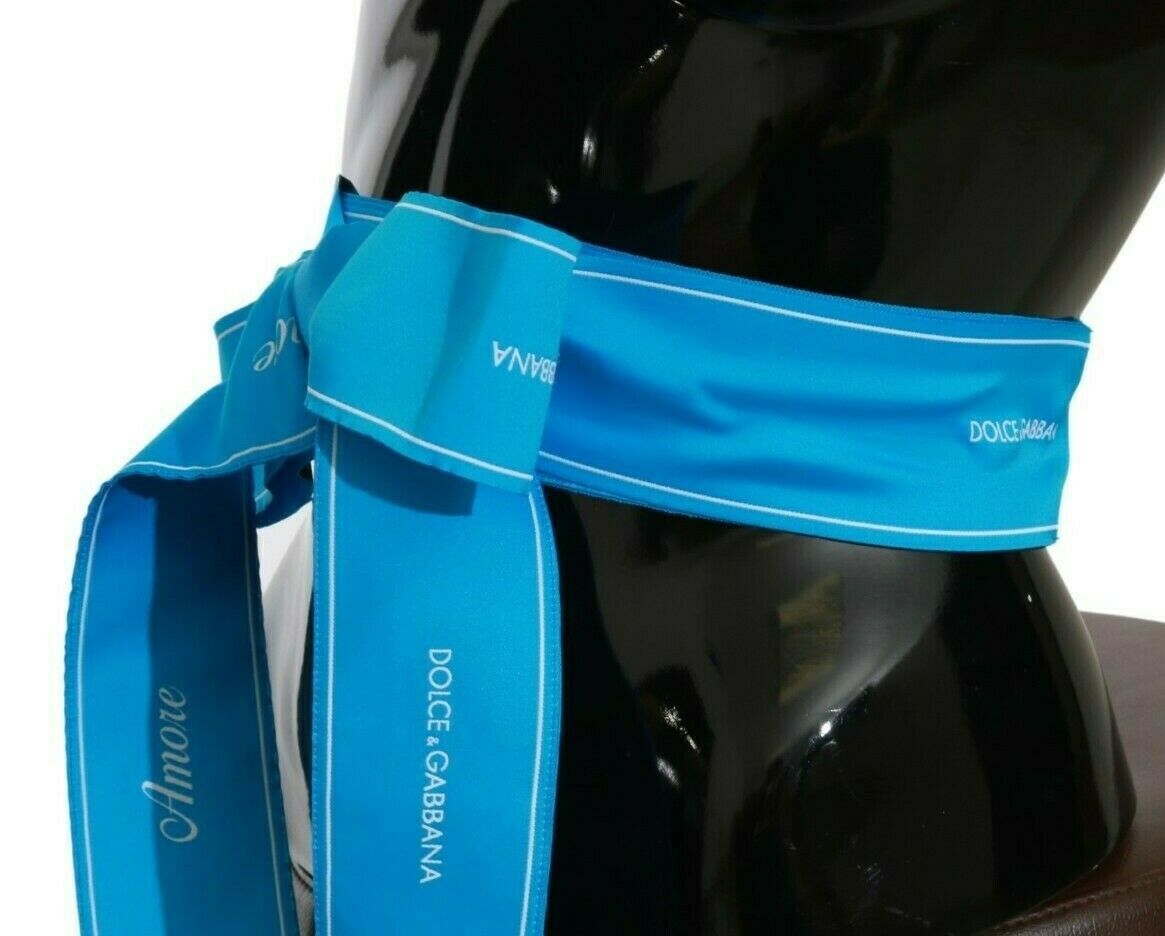 Dolce & Gabbana Blue Waist Ribbon Wide Bow Belt - Maison Luxe