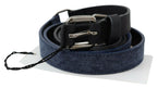 Costume National Black Blue Leather Silver Logo Belt - Maison Luxe