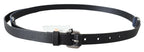 Costume National Black Blue Leather Silver Logo Belt - Maison Luxe