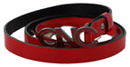 Costume National Red Black Reversible Leather Logo Buckle Belt - Maison Luxe