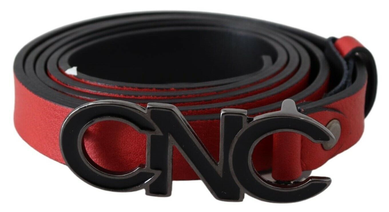 Costume National Red Reversible Leather Logo Belt - Maison Luxe