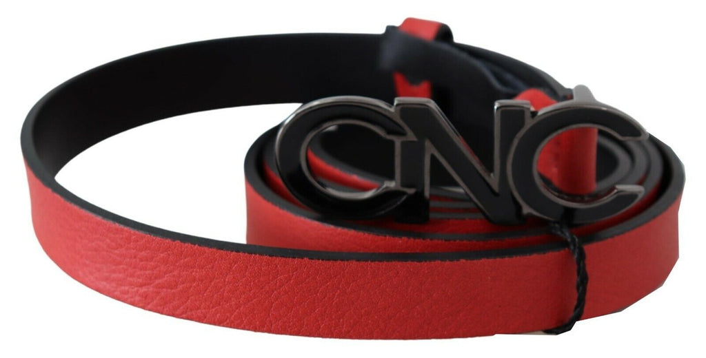 Costume National Red Reversible Leather Logo Belt - Maison Luxe