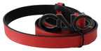Costume National Red Reversible Leather Logo Belt - Maison Luxe