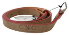 Costume National Beige Leather Silver Logo Buckle Waist Belt - Maison Luxe