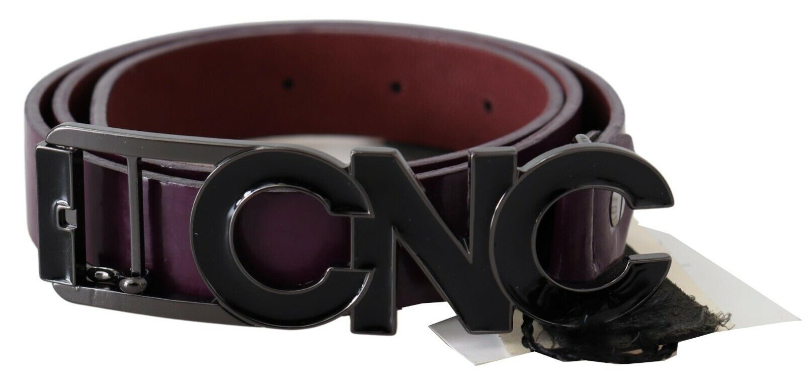 Costume National Brown Leather Large Logo Letter Buckle Belt - Maison Luxe