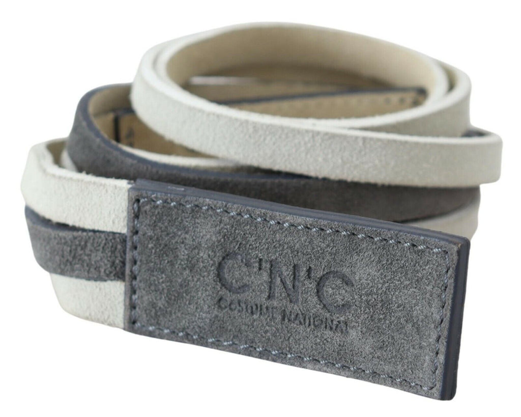 Costume National White Velvet Square Logo Design Waist Belt - Maison Luxe