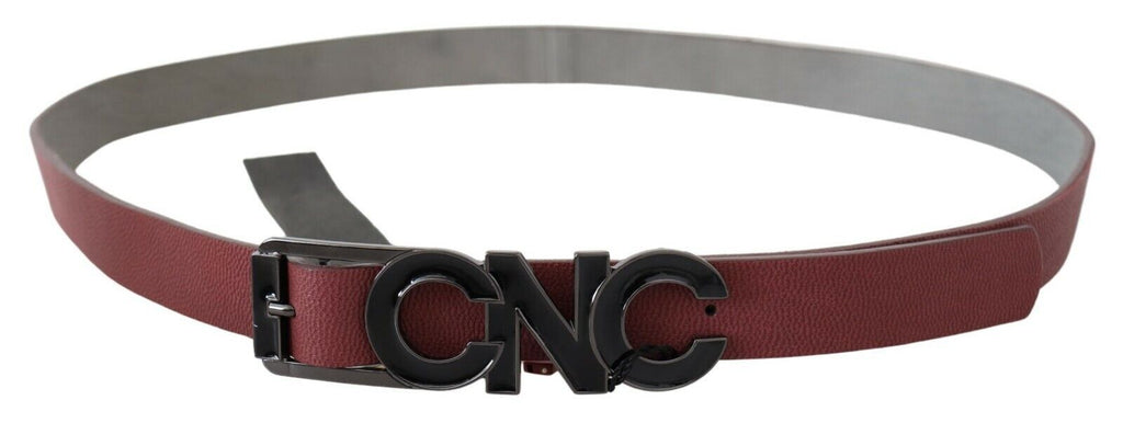 Costume National Maroon Skinny Leather Logo Fashion Belt - Maison Luxe