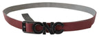 Costume National Maroon Skinny Leather Logo Fashion Belt - Maison Luxe