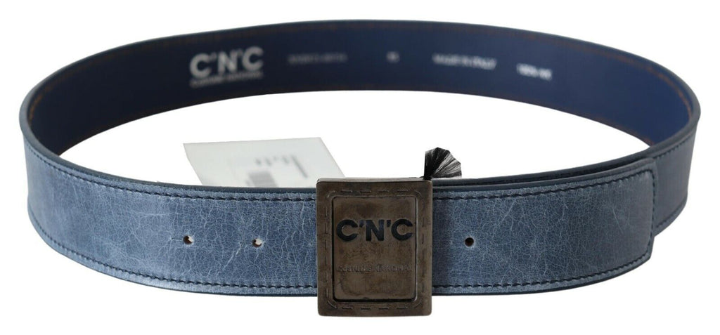 Costume National Blue Normal Leather Logo Buckle Belt - Maison Luxe