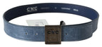Costume National Blue Normal Leather Logo Buckle Belt - Maison Luxe