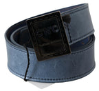 Costume National Blue Normal Leather Logo Buckle Belt - Maison Luxe