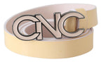 Costume National Beige Leather Pink Letter Logo Belt - Maison Luxe
