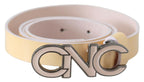 Costume National Beige Leather Pink Letter Logo Belt - Maison Luxe
