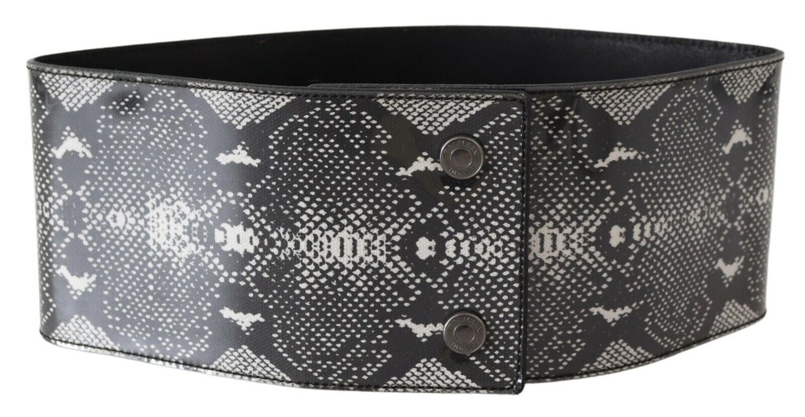 Ermanno Scervino Black Wide Leather Snakeskin Design Waist Belt - Maison Luxe