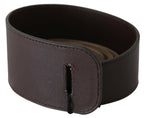 GF Ferre Brown Genuine Leather Logo Wide Waist Belt - Maison Luxe
