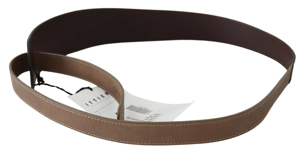 GF Ferre Brown Genuine Leather Logo Wide Waist Belt - Maison Luxe