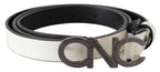 Costume National Belt Mettalic Gray Leather Logo Belt - Maison Luxe