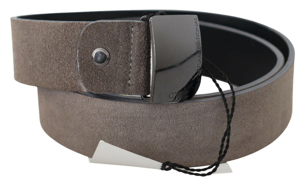 Costume National Brown Leather Square Logo Buckle Belt - Maison Luxe